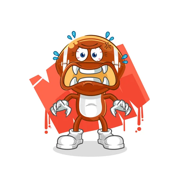 Vetor Rugby Head Monster Cartoon Characte — Vetor de Stock