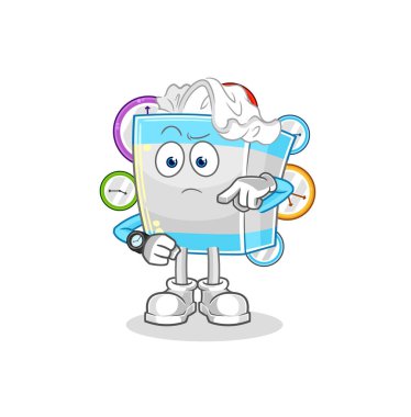 Kol saati çizgi filminin olduğu mendil kutusu. karikatür maskotu vektosu