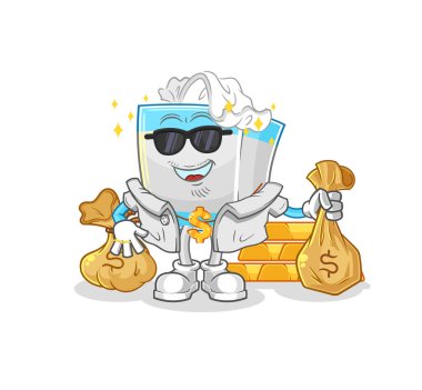 Mendil kutusu zengini. karikatür maskotu vektosu