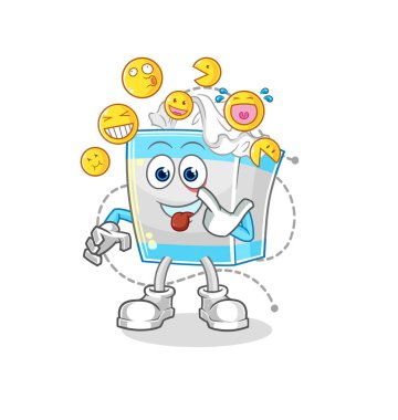 Kağıt mendil kutusu güler ve karakterle alay eder. karikatür maskotu vektosu