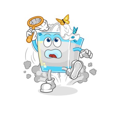 Doku kutusu kelebek resimlerini yakalıyor. karakter vektosu