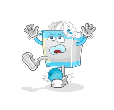 Bovling karikatüründeki kağıt mendil kutusu. karikatür maskotu vektosu