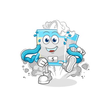 Mendil kutusu koşucusu karakter. karikatür maskotu vektosu