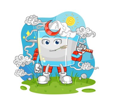 Samuray çizgi filmi. karikatür maskotu vektosu