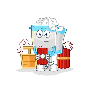 İçinde dinamit karakteri olan mendil kutusu. karikatür maskotu vektosu