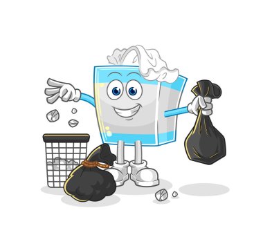 Mendil kutusu. Çöp maskotu. çizgi film vektosu