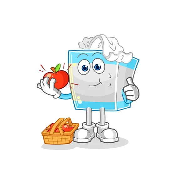 Tissue Box Eating Apple Illustration Character Vecto — Stock vektor