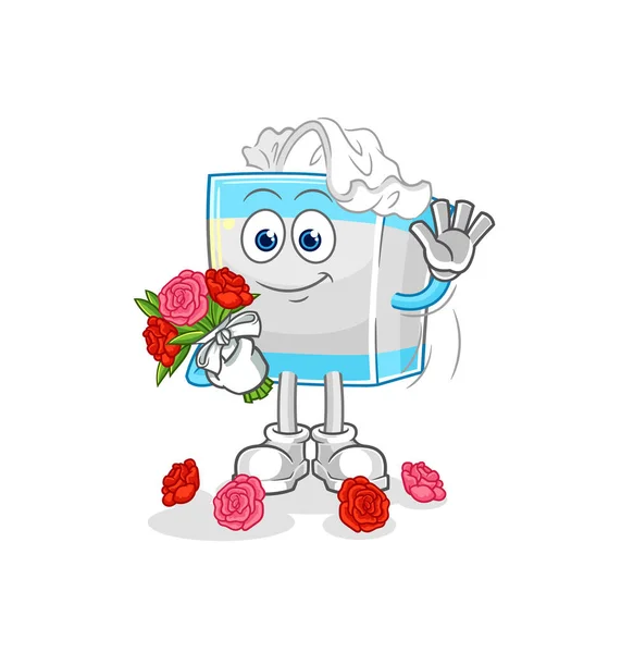 Tissue Box Bouquet Mascot Cartoon Vecto — Stock vektor