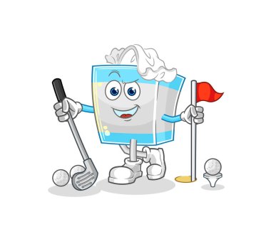 Golf oynayan mendil kutusu. karikatür