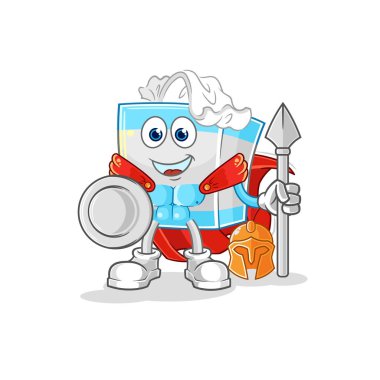 Kağıt mendil kutusu Spartalı karakter. karikatür maskotu vektosu