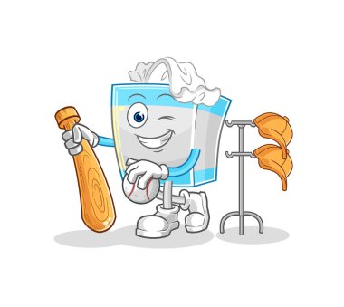 Beyzbol maskotu oynayan mendil kutusu. çizgi film vektosu