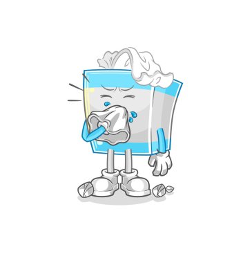 Mendil kutusu sümkürme karakteri. karikatür maskotu vektosu