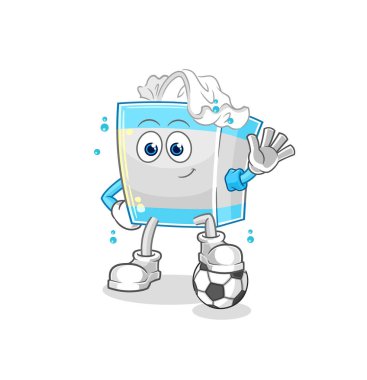 Futbol oynayan mendil kutusu. karakter vektosu