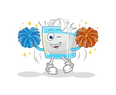 Mendil kutusu ponpon kız çizgi filmi. karikatür maskotu vektosu