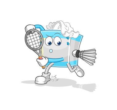 Badminton oynayan mendil kutusu. karakter vektosu