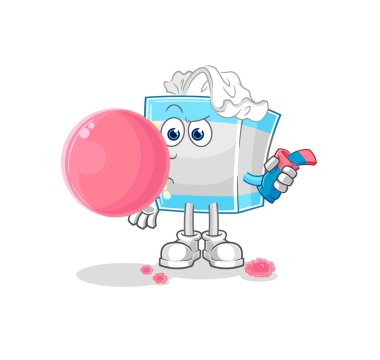 Doku kutusu sakız çiğneme vektörü. karikatür