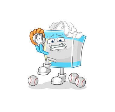 Mendil kutusu beyzbol atıcısı çizgi filmi. karikatür maskotu vektosu