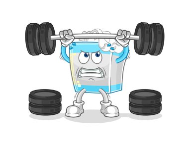 Mendil kutusu halterciyi kaldırıyor. karikatür maskotu vektosu