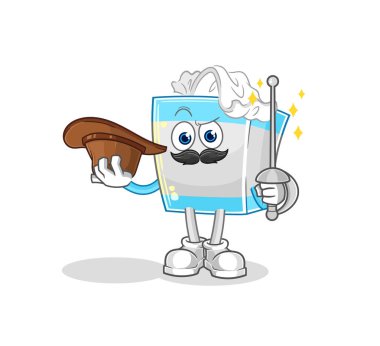 Mendil kutusu eskrimcisi karakteri. karikatür maskotu vektosu