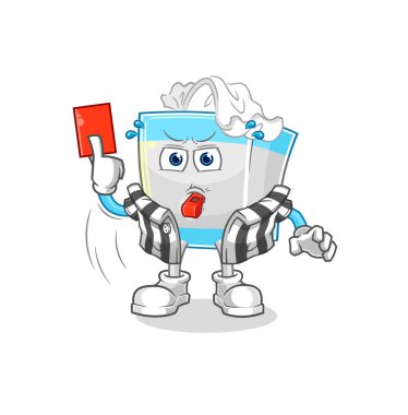 Kırmızı kart resimli peçete kutusu hakemi. karakter vektosu