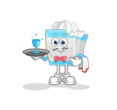 Mendil kutusu garson çizgi filmi. karikatür maskotu vektosu