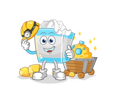 Altın karakteri olan mendil kutusu madencisi. karikatür maskotu vektosu