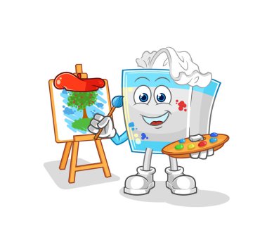 Mendil kutusu ressamı maskotu. çizgi film vektosu
