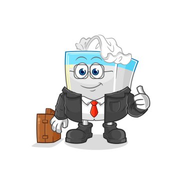 Mendil kutusu ofis çalışanı maskotu. çizgi film vektosu