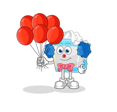 Balon vektörlü peçete kutusu palyaçosu. karikatür