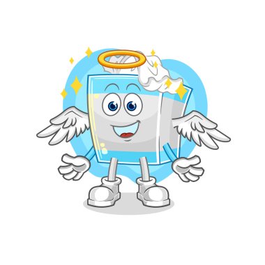 Kanat vektörlü doku kutusu meleği. karikatür