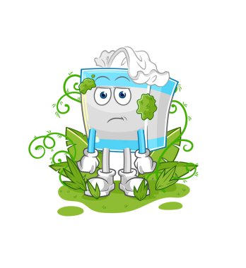 Mendil kutusu çok uzun bir maskot bekliyor. çizgi film vektosu