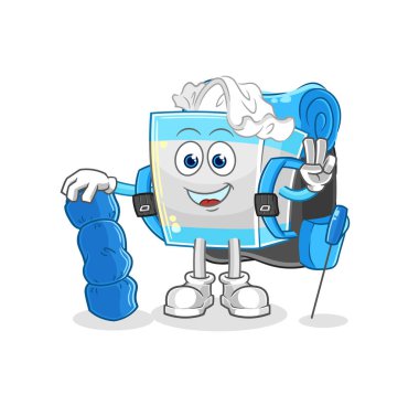 Mendil kutusu kamp maskotu oluyor. çizgi film vektosu