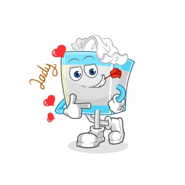 Mendil kutusu resimle flört ediyor. karakter vektosu