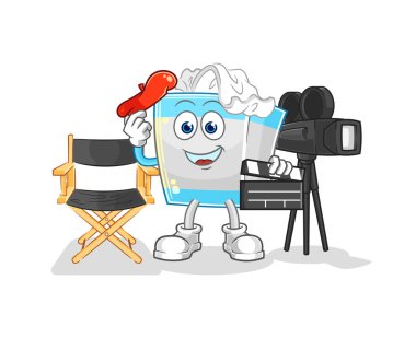 Mendil kutusu direktörü maskotu. çizgi film vektosu