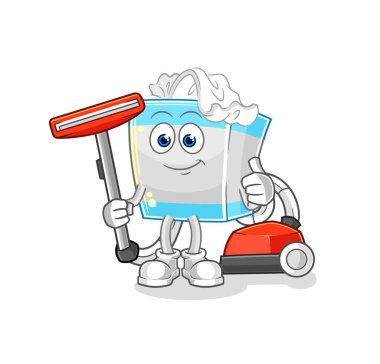 Mendil kutusu süpürgeyle temizlenmiş. karakter vektosu