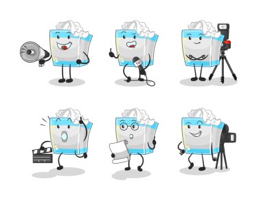 Mendil kutusu eğlence grubu karakteri. karikatür maskotu vektosu