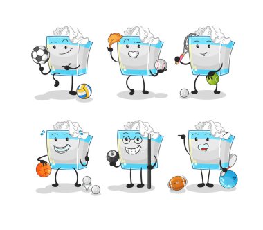 Mendil kutusu sporu karakterini belirledi. karikatür maskotu vektosu