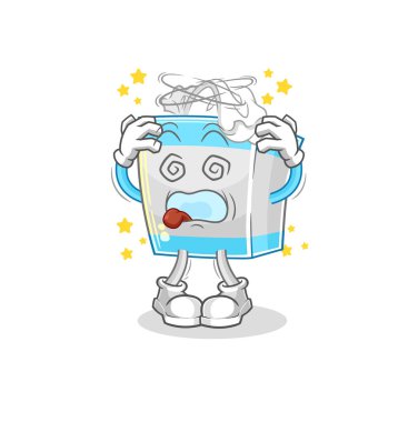 Mendil kutusu baş döndürücü maskotu. çizgi film vektosu