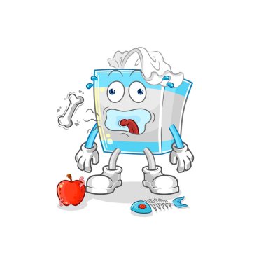 Mendil kutusu geğirme maskotu. çizgi film vektosu