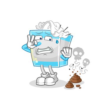 Kokuşmuş atık resimli mendil kutusu. karakter vektosu