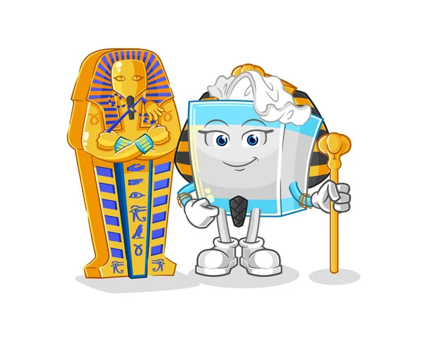 Caixa Tecido Dos Desenhos Animados Antigos Egito Mascote Desenhos Animados — Vetor de Stock