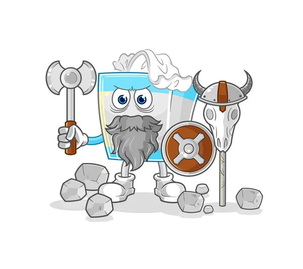 Caixa Tecido Viking Com Uma Ilustração Machado Caráter Vecto —  Vetores de Stock