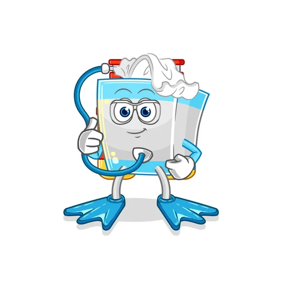 Tissue Box Diver Cartoon Cartoon Mascot Vecto — Stock vektor