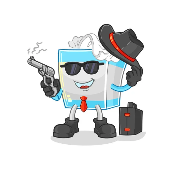 Tissue Box Mafia Gun Character Cartoon Mascot Vecto — Stock vektor