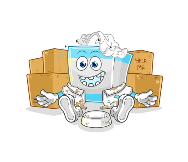 組織箱のホームレスのキャラクターです 漫画マスコット ベクトル — ストックベクタ