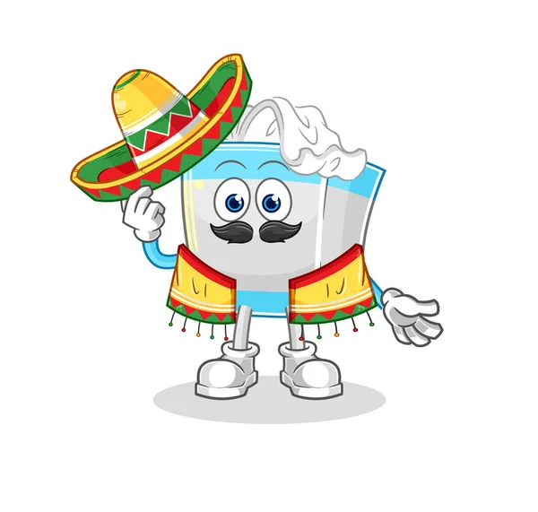 Caja Tejido Cultura Bandera Mexicana Mascota Dibujos Animados Vecto — Archivo Imágenes Vectoriales