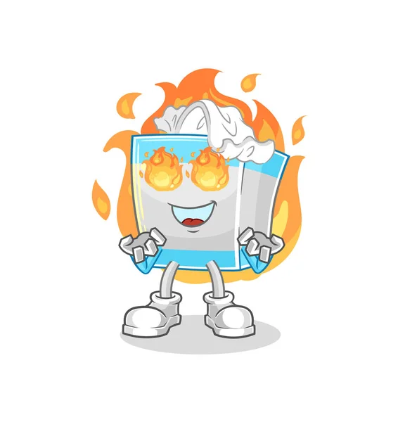 Tissue Box Fire Mascot Cartoon Vecto — Stock Vector