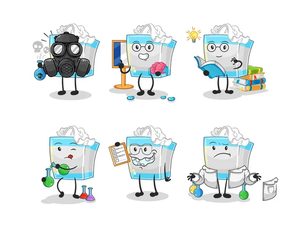 Tissue Box Scientist Group Character Cartoon Mascot Vecto — Stock Vector