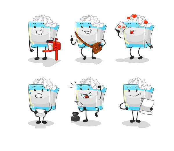 Cartero Caja Pañuelos Mascota Dibujos Animados Vecto — Vector de stock
