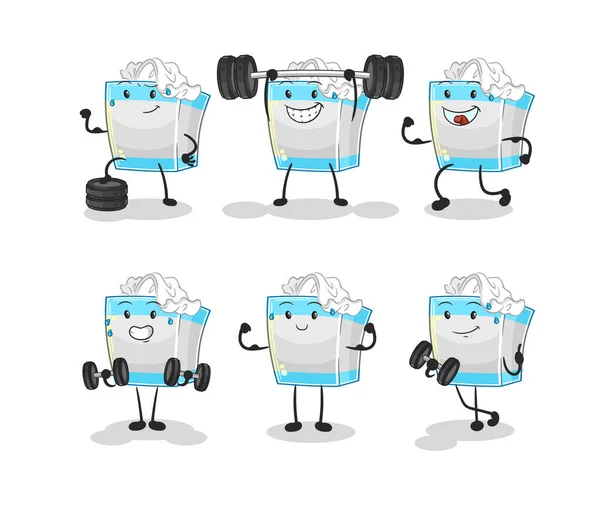 Tissue Box Exercise Set Character Cartoon Mascot Vecto — Stock Vector